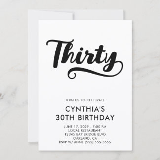 Retro Swash Bold Schrift 30. Geburtstag Einladung