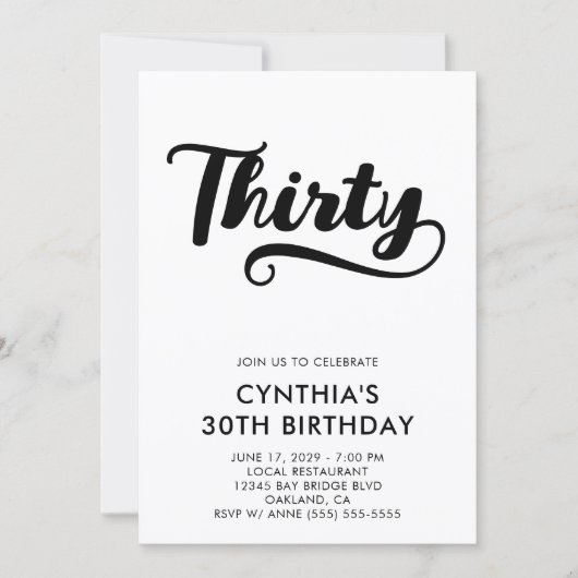 Retro Swash Bold Schrift 30. Geburtstag Einladung (Vorderseite)