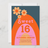 Retro Sweet 16 Geburtstagsparty Einladung (Vorderseite)
