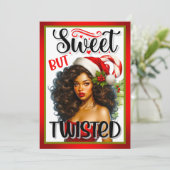 Retro Sweet but Twisted Christmas Pinup Dankeskarte (Stehend Vorderseite)