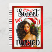 Retro Sweet but Twisted Christmas Pinup Dankeskarte (Vorne/Hinten)