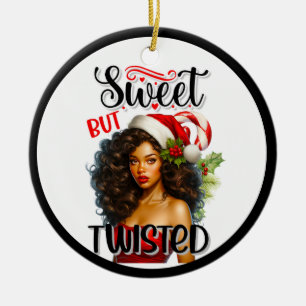 Retro Sweet but Twisted Christmas Pinup Keramik Ornament