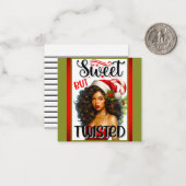 Retro Sweet but Twisted Christmas Pinup Mitteilungskarte (Vorderseite/Rückseite Beispiel)