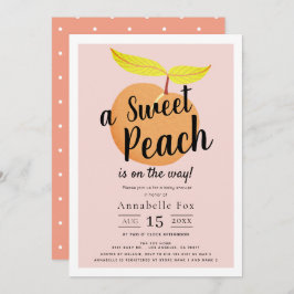 Retro Sweet Peach Baby Dusche Einladung