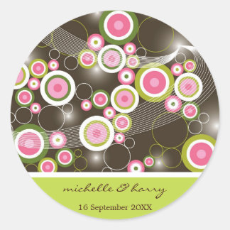 Retro Sweet Pink Circles Glow Gefallen / Geschenks Runder Aufkleber