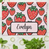 Retro Sweet Strawberry Cartoon Personalized Geschirrtuch (Gefaltet)