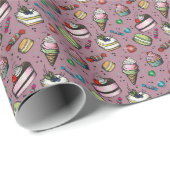 Retro Sweets- Pink Geschenkpapier (Rolleneckpunkt)