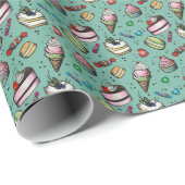 Retro Sweets- Teal Geschenkpapier (Rolleneckpunkt)
