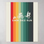 Retro Swim Bike Run Triathlon Icon Serie Poster (Vorne)