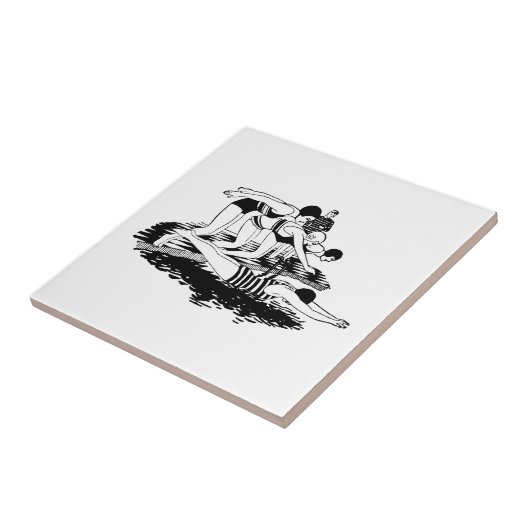 Retro Swimmer Fliese (Seite)