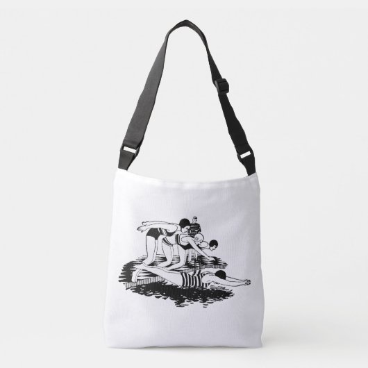 Retro Swimmer Tragetaschen Mit Langen Trägern (Vorderseite)