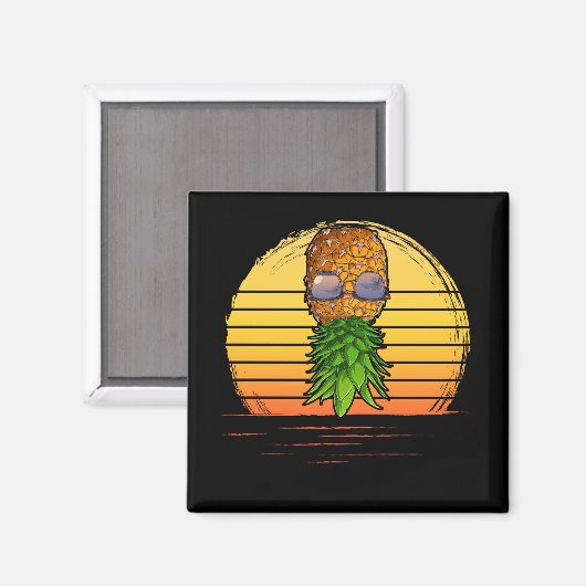 Retro-Swinger auf den Kopf Ananas Sunset Horizon Magnet (Vorderseite/Rückseite)