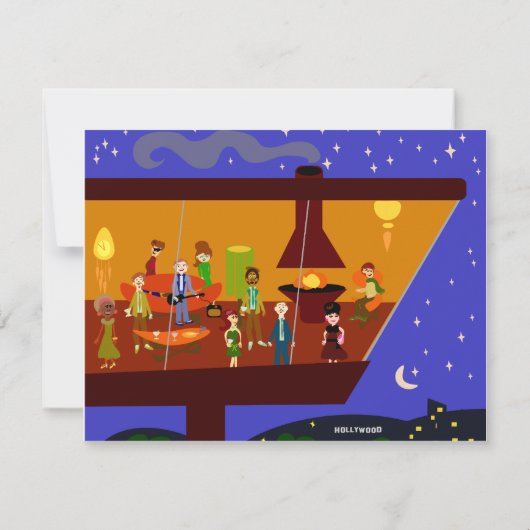 Retro Swinging Sixties Jet Set Party Einladung (Rückseite)