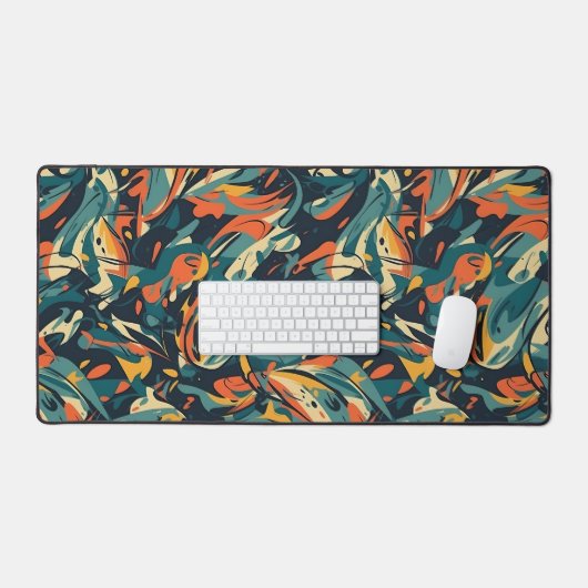 Retro Swirl Abstract Collage Desk Mat Schreibtischunterlage (Tastatur & Maus)