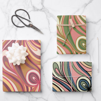 Retro Swirl Abstrakt Geschenkpapier Set