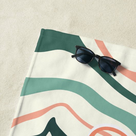 Retro Swirl Abstrakt Wave Peach Mint Individuelle  Strandtuch (Beispiel)