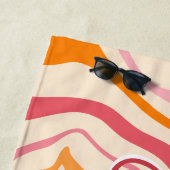 Retro Swirl Abstrakt Wave Pink Orange Individuelle Strandtuch (Beispiel)