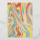 Retro Swirl Abstraktes Muster Rose Gold Monogramm Folieneinladung (Rückseite)