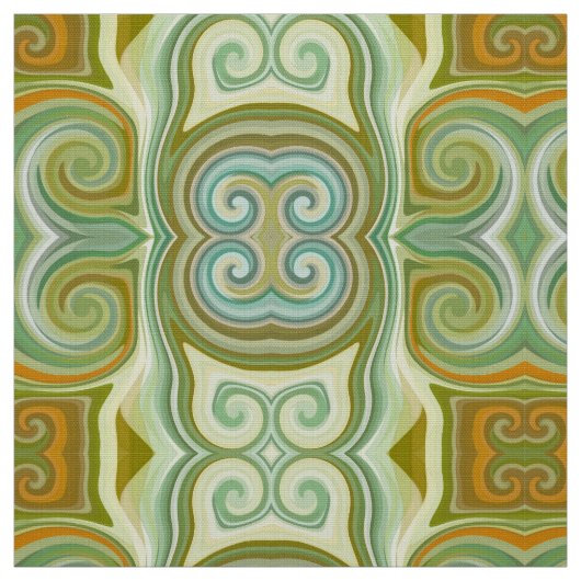 Retro Swirl Aqua Olive Stoff (Muster)