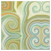 Retro Swirl Aqua Olive Stoff (Nahaufnahme)