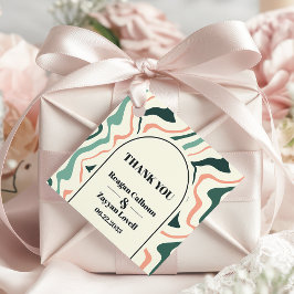 Retro Swirl Arch Mint and Pink Wedding Vielen Dank Geschenkanhänger