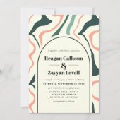 Retro Swirl Arch Mint Green Pink Wedding Einladung (Vorderseite)