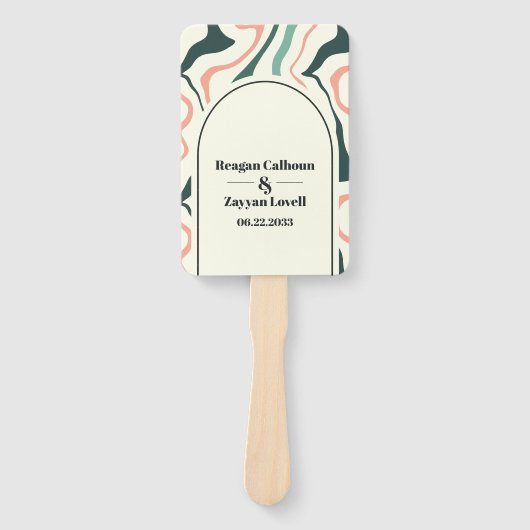 Retro Swirl Arch Mint Green Pink Wedding Programm Fächer (Vorderseite)