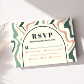Retro Swirl Arch Mint Green Pink Wedding RSVP Card