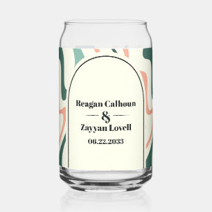 Retro Swirl Arch Mint Grün und Rosa Hochzeit Dosenglas