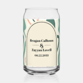 Retro Swirl Arch Mint Grün und Rosa Hochzeit Dosenglas (Rückseite)