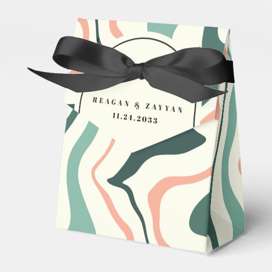 Retro Swirl Arch Mint Grün und Rosa Hochzeit Geschenkschachtel (Vorderseite)