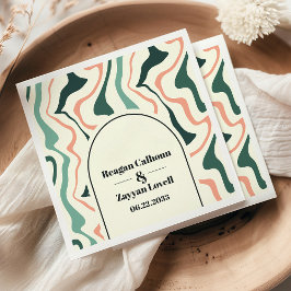 Retro Swirl Arch Mint Grün und Rosa Hochzeit Serviette