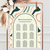 Retro Swirl Arch Mint Pink Wedding Chart Poster