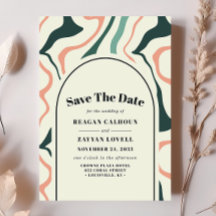 Retro Swirl Arch Minze Grün Rosa Save the Date
