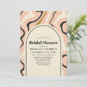 Retro Swirl Arch Pink Black Gold Brautparty Einladung (Stehend Vorderseite)