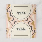 Retro Swirl Arch Pink Black Gold Cream Wedding Platzkarte (Außenseite Aufgefaltet)