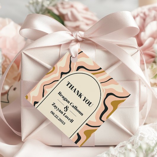 Retro Swirl Arch Pink Black Gold Hochzeit Vielen D Geschenkanhänger