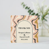 Retro Swirl Arch Pink Black Gold Wedding Dankeskarte (Stehend Vorderseite)