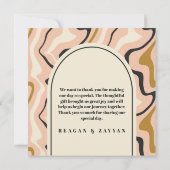 Retro Swirl Arch Pink Black Gold Wedding Dankeskarte (Rückseite)