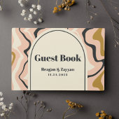 Retro Swirl Arch Pink Black Gold Wedding Gästebuch