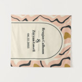 Retro Swirl Arch Pink Black Gold Wedding Hintergru Wandteppich (Vorderseite (Horizontal))