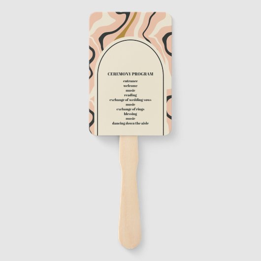 Retro Swirl Arch Pink Black Gold Wedding Program Fächer (Rückseite)