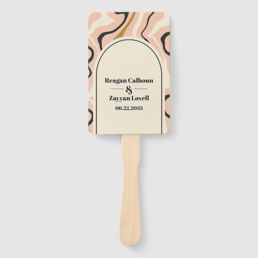 Retro Swirl Arch Pink Black Gold Wedding Program Fächer (Vorderseite)