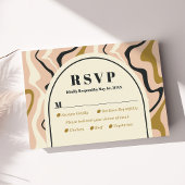 Retro Swirl Arch Pink Black Gold Wedding RSVP Card