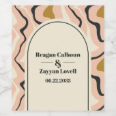 Retro Swirl Arch Pink Black Gold Wedding Weinetikett (Einzelnes Label)