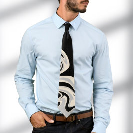 Retro Swirl Beige Schwarz Krawatte