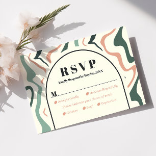Retro Swirl Bogen Mintgrün Rosa Hochzeit RSVP Kart Karte