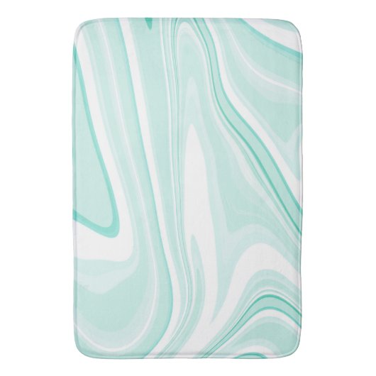 Retro Swirl Liquid Aqua Green Painting Ästhetik Badematte (Vorderseite Vertikal)
