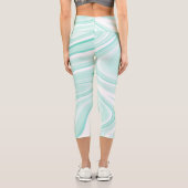 Retro Swirl Liquid Aqua Green Painting Ästhetik Capri Leggings (Rückseite)