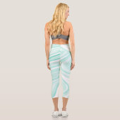Retro Swirl Liquid Aqua Green Painting Ästhetik Capri Leggings (Rückseite)